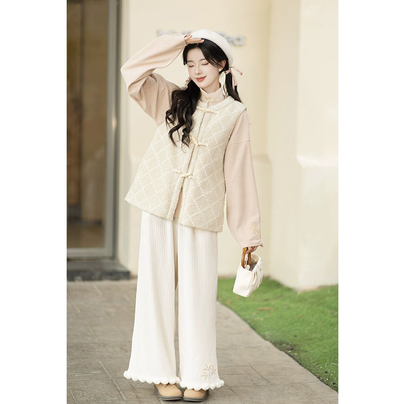Hanfu Ming-Style Tie-Up Shorts Song Pants ming HanFuDreams Pudding peach three-piece set S