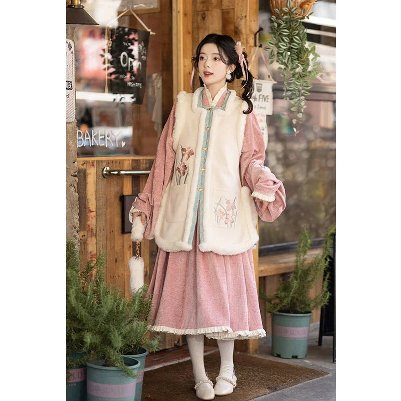 Ming system sticker long shirt than armor Hanfu women ming HanFuDreams Iris Poetry Two-piece Set S