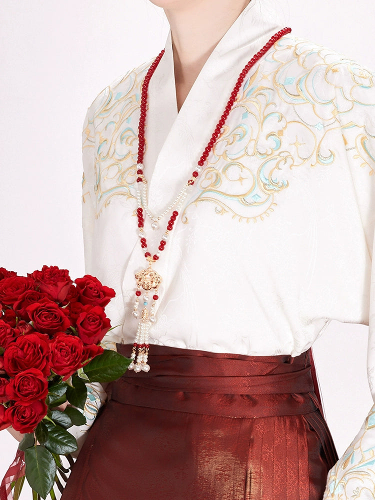 Hanfu Ming Short Dress in Wine Polyester ming HanFuDreams