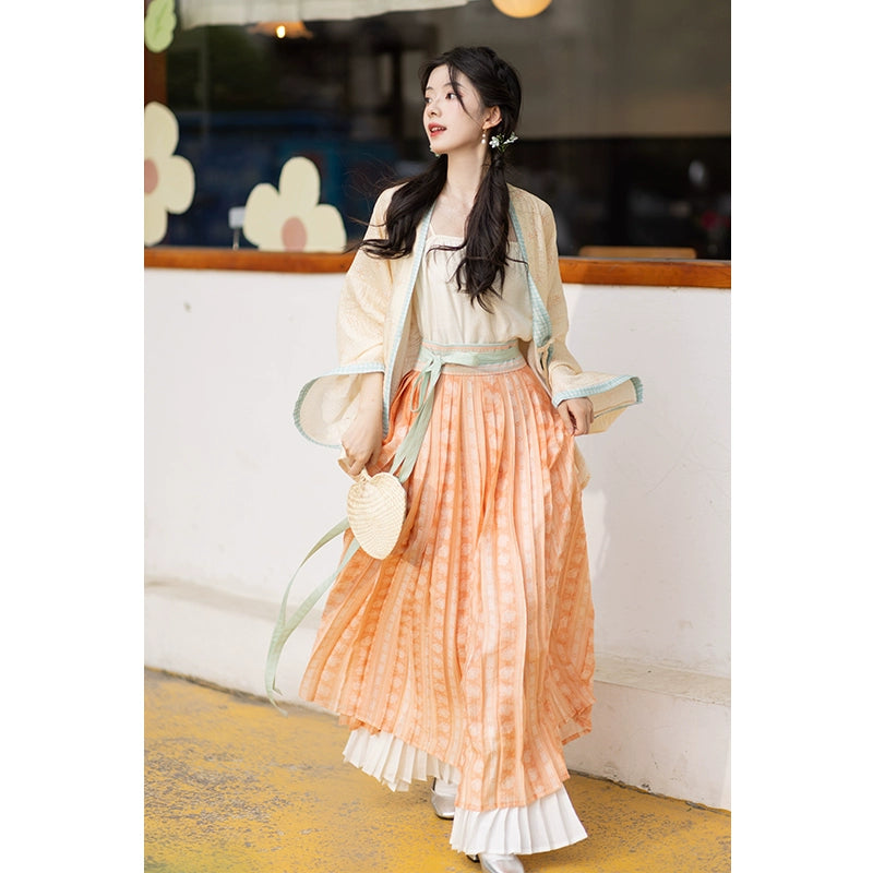 Song Dynasty Cardigan Shorts Hundred Skirts Hanfu song HanFuDreams Furong daughter three-piece set S