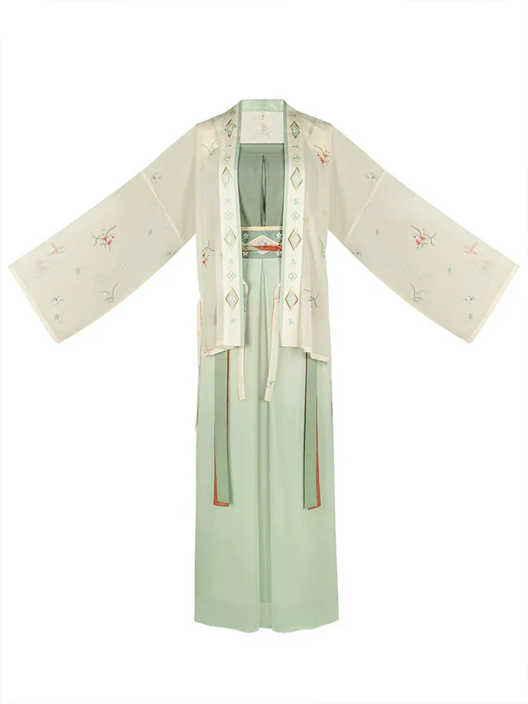 Song style straight-collar shirt with straps, Hanfu dress. song HanDreams Fashion