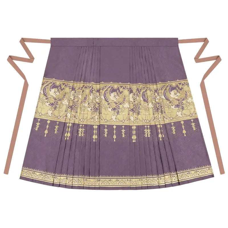 Purple Woven Gold Horse Face Skirt | New Chinese Style ming More than thirteen Horse skirt XS