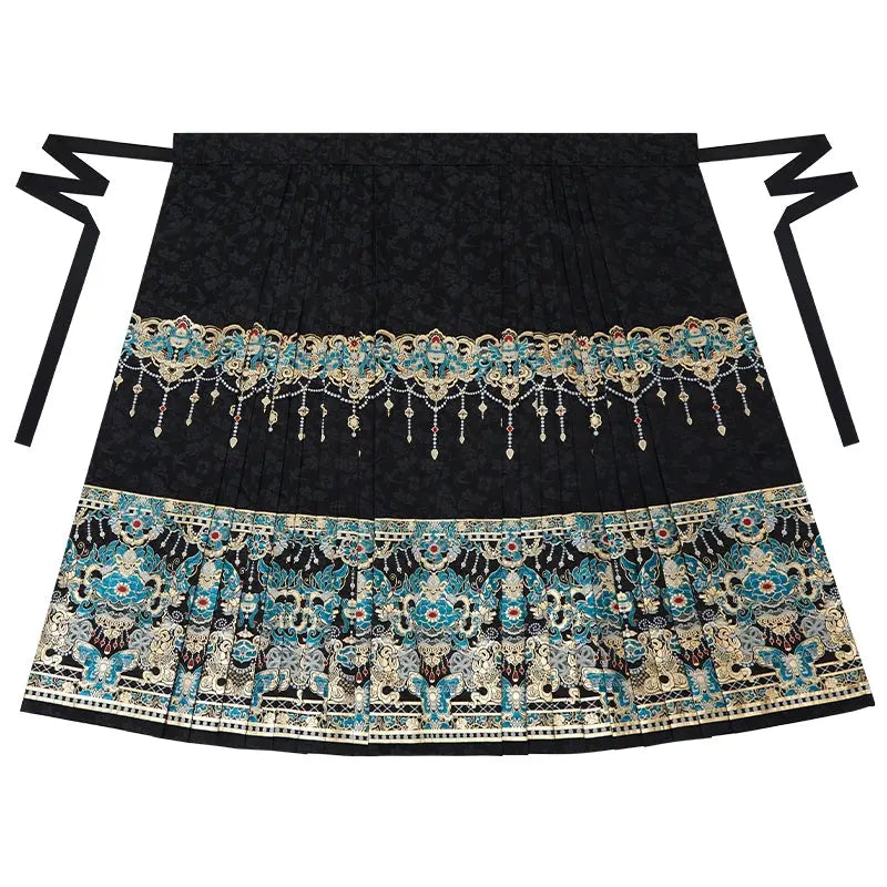 Huazhu Diancui 2025 New Chinese Imitation Makeup Flower Weaving Gold Horse Dress Top Set Women ming HanFuDreams Horse skirt XS