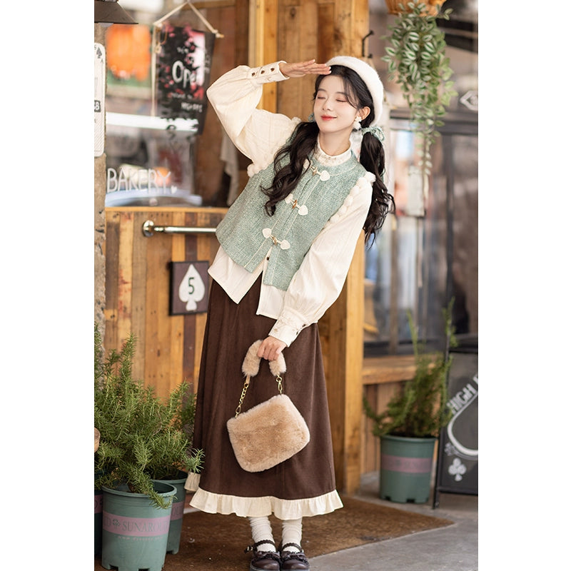 Han element armor short shirt broken skirt Hanfu women han HanFuDreams Three-piece set (Bijia + short shirt + broken skirt) S