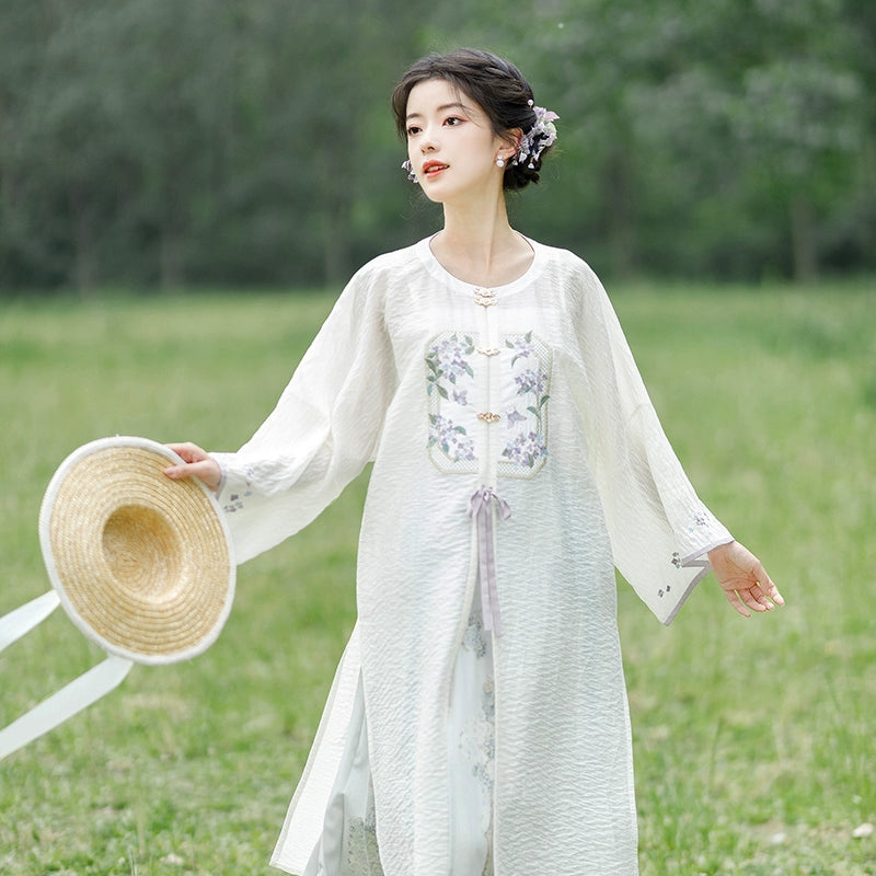 Ming-made Tencel long shirt and hundreds of skirts Hanfu ming HanFuDreams Tencel long shirt + hundred skirts (two-piece set) S