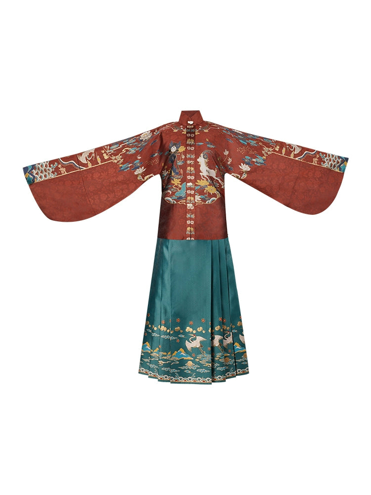 Ming-style Long Jacket and Horse Face Skirt, Hanfu for Autumn and Winter.