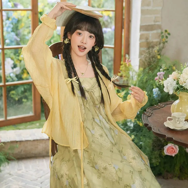 Tencel Cardigan Suspender Dress modern More than thirteen two-piece set S