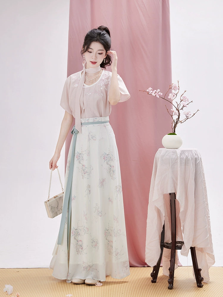Cotton Tang Zizi one-piece skirt Hanfu tang HanFuDreams Taoli peach gas three-piece set S