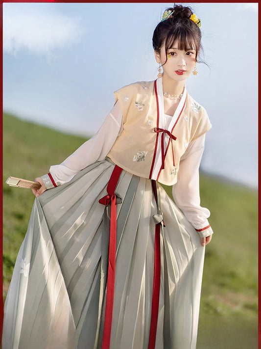 Tang Beizi T-shirt pleated skirt Hanfu