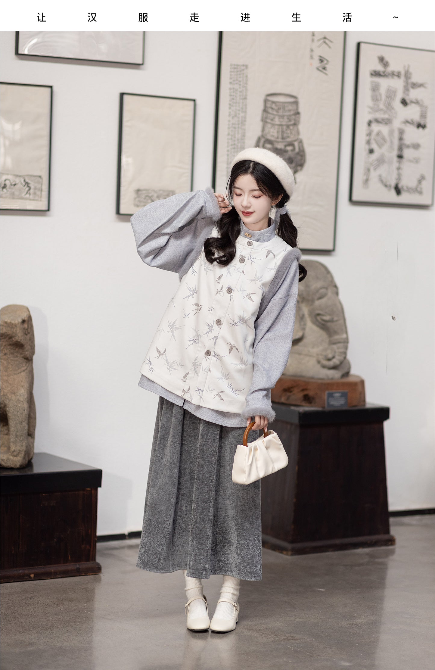 Ming-made stand-neck embroidered blouse than armor broken skirt Hanfu women