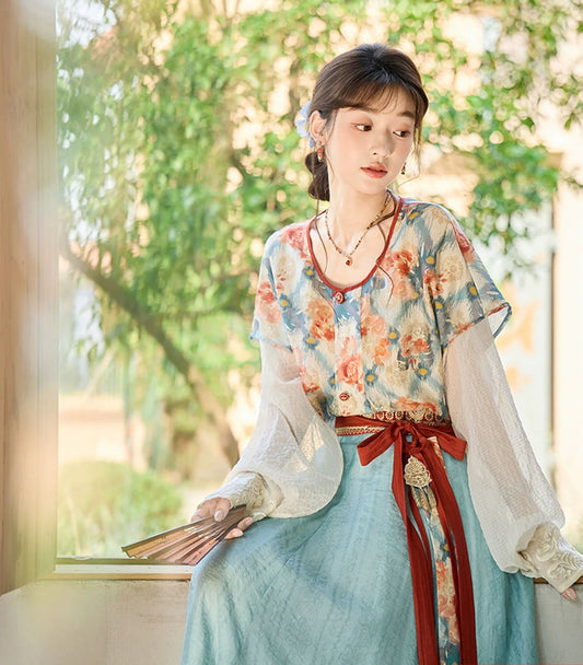 More than thirteen [胭脂湖] Tencel printing  Tang Hanfu Summer HanFuDreams