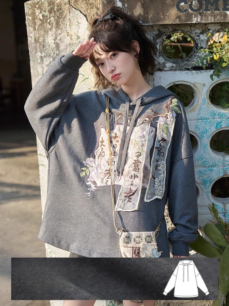 More than thirteen [on the balcony] embroidered hooded pullover sweater bag national style set modern HanFuDreams