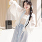 Tang Tiansi Silk Hanfu Summer Set — Top, Six-Panel Skirt & Shorts han Chixia