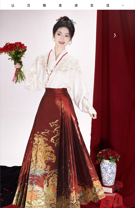 Ming short horse dress Hanfu into wine dress bride