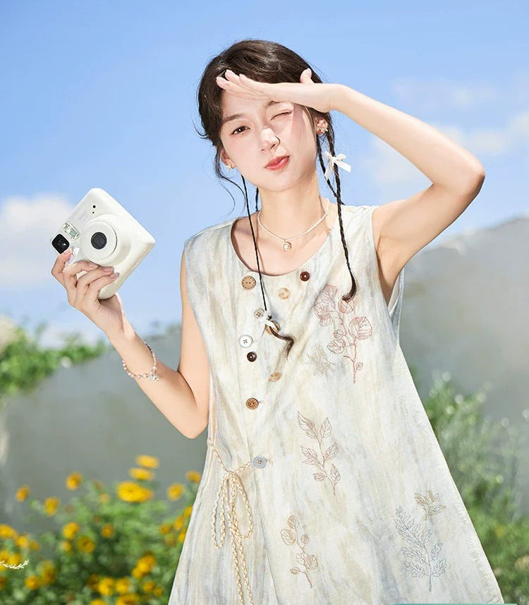 More than thirteen [Zhuxi] embroidered Tencel vest shorts chic set modern HanFuDreams