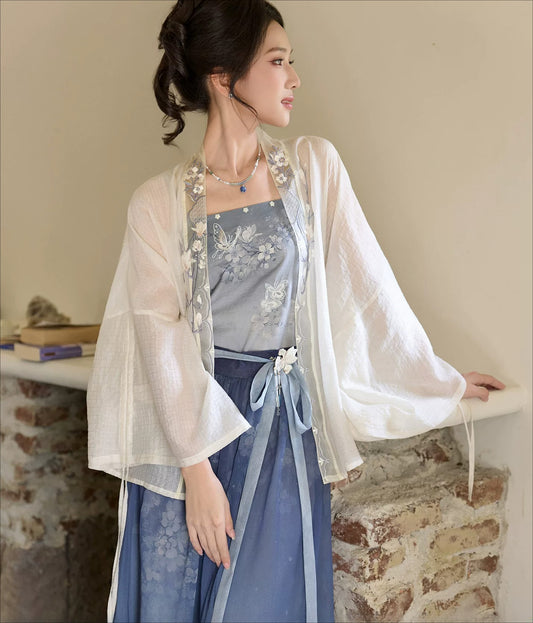 [Yulan Vase]Embroidered Chinese 2 Piece Summer Set Shisanyu