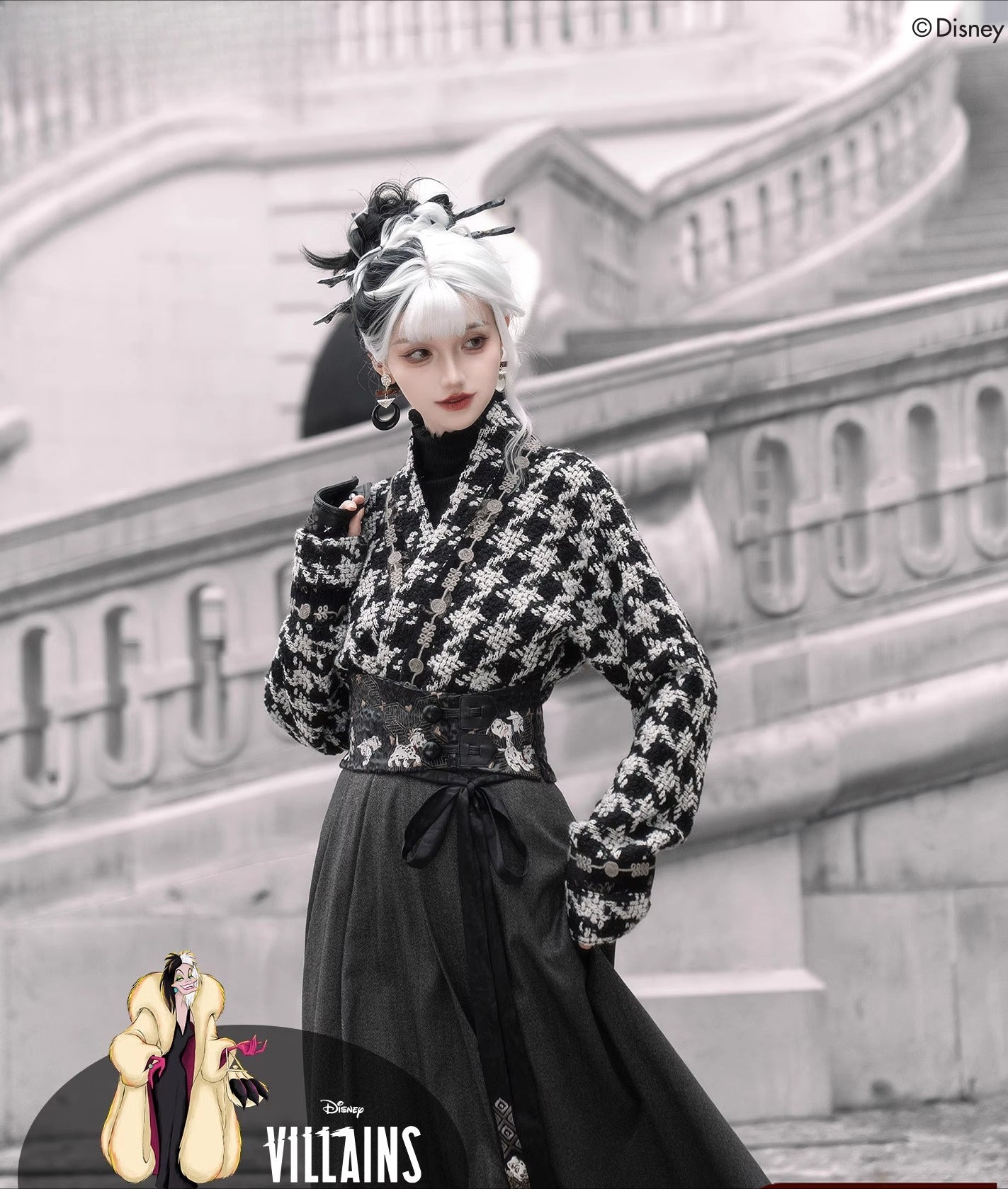 More than thirteen [Disney, Kuila - Black and White Witch] thousand bird grid two skirts modern HanFuDreams