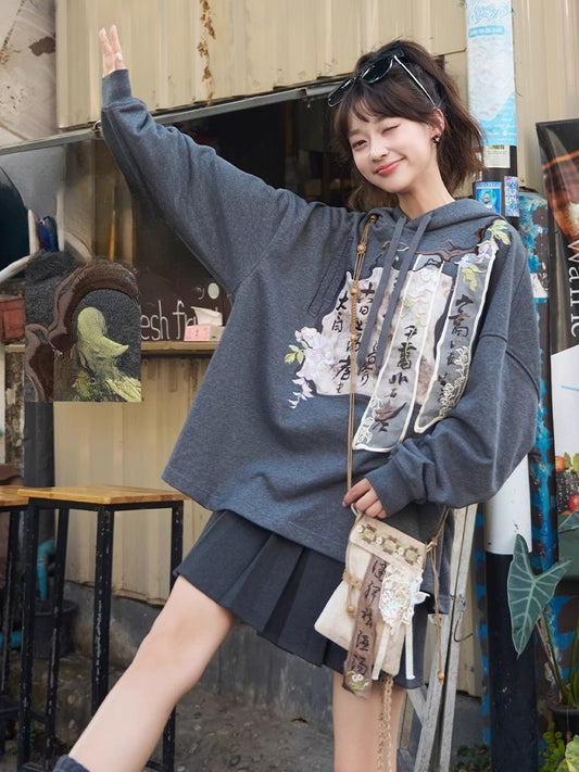 More than thirteen [on the balcony] embroidered hooded pullover sweater bag national style set modern HanFuDreams