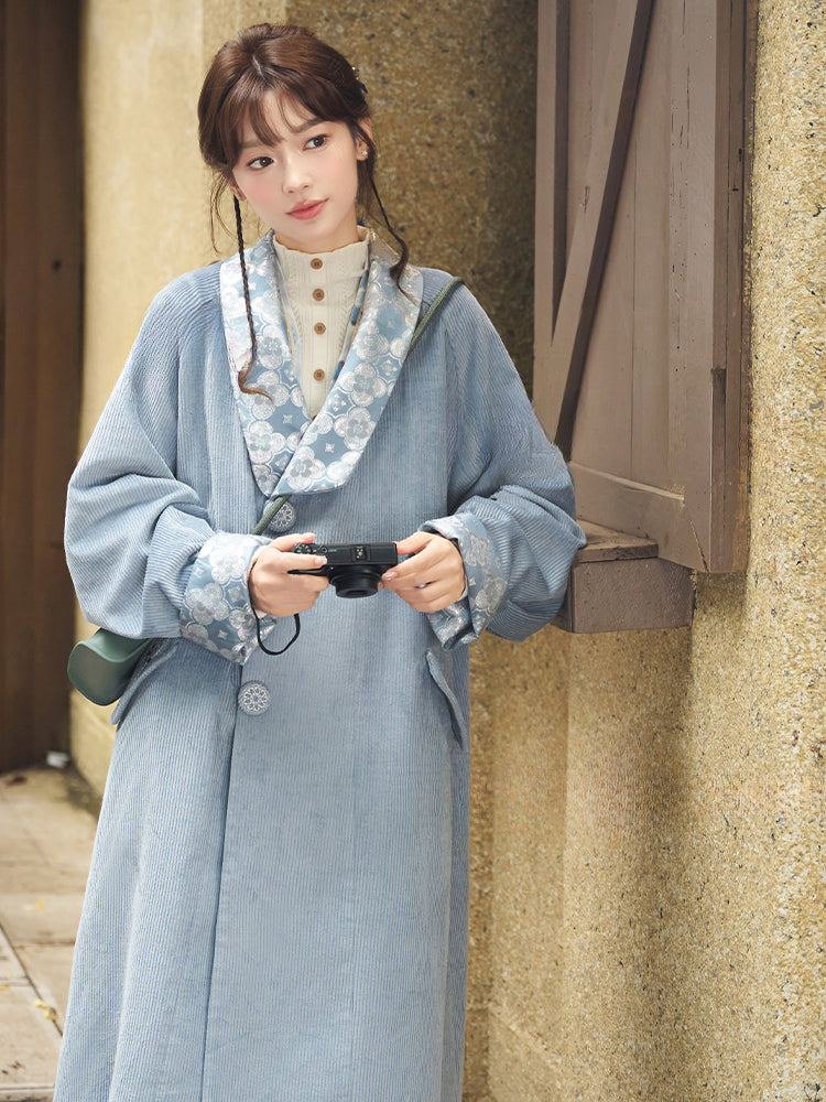 More than thirteen [Boxin Moon] 2025 autumn new corduroy coat national style trench coat modern HanFuDreams