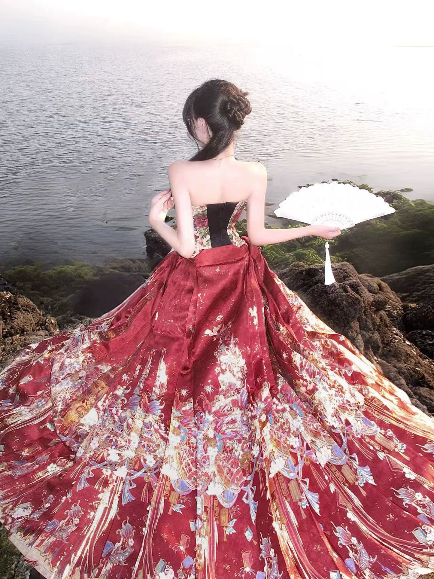 Flower Fairy Story [Fish Banquet Lantern Night] Bust Skirt Weaving Gold Horse Skirt Set modern HanFuDreams