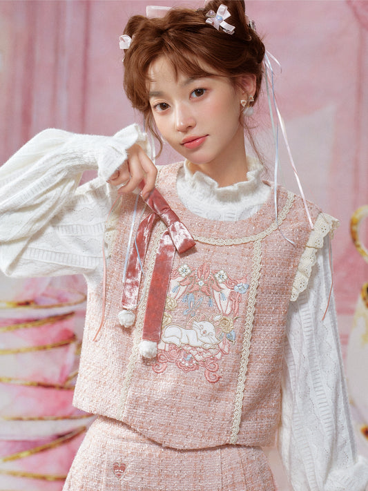 More than thirteen [cat edelweiss] round neck vest short horse face set modern HanFuDreams