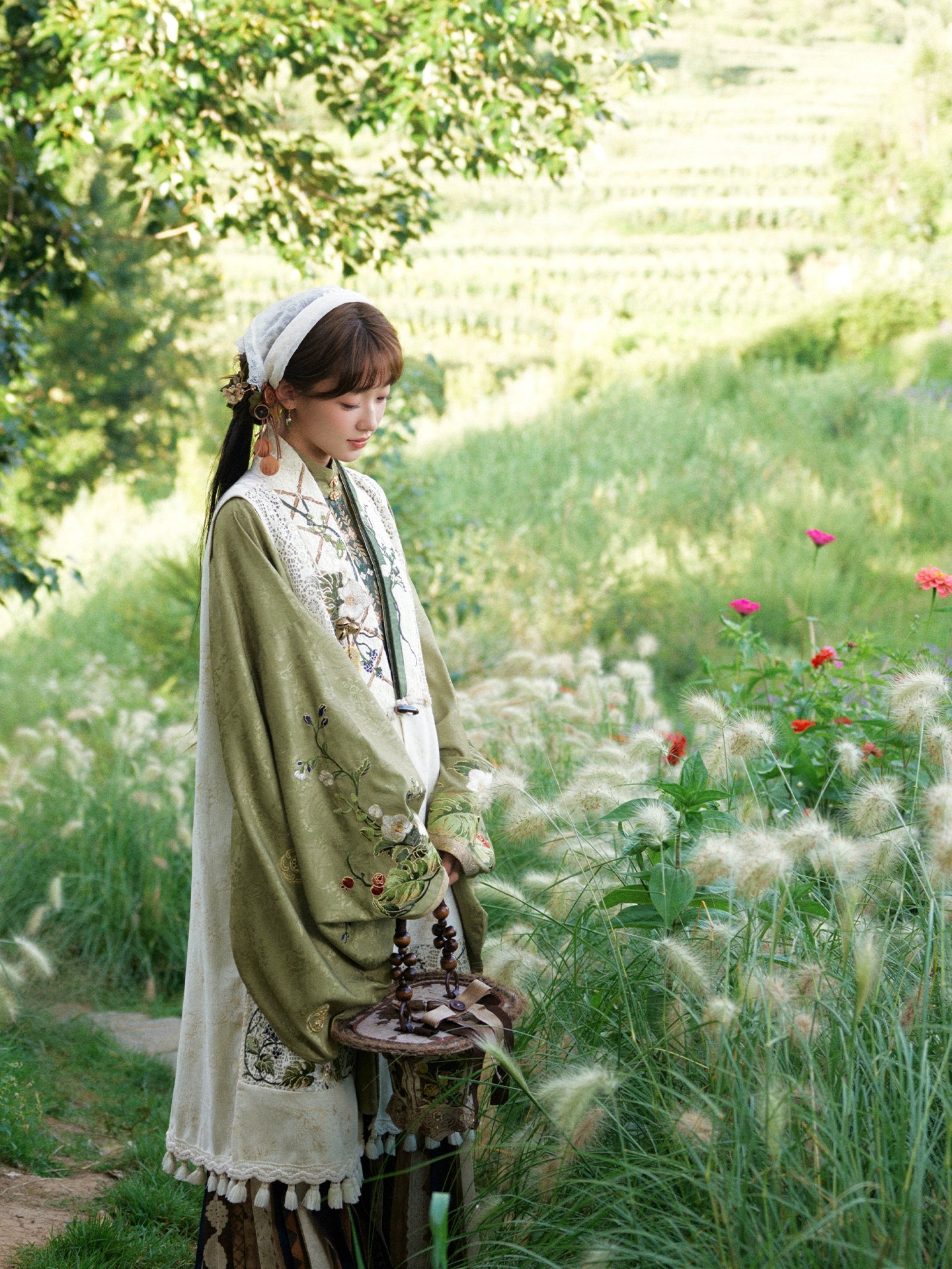 More than thirteen [Moshang Qingli] Bijia stand-up collar long shirt pleated skirt Ming-made ming HanFuDreams