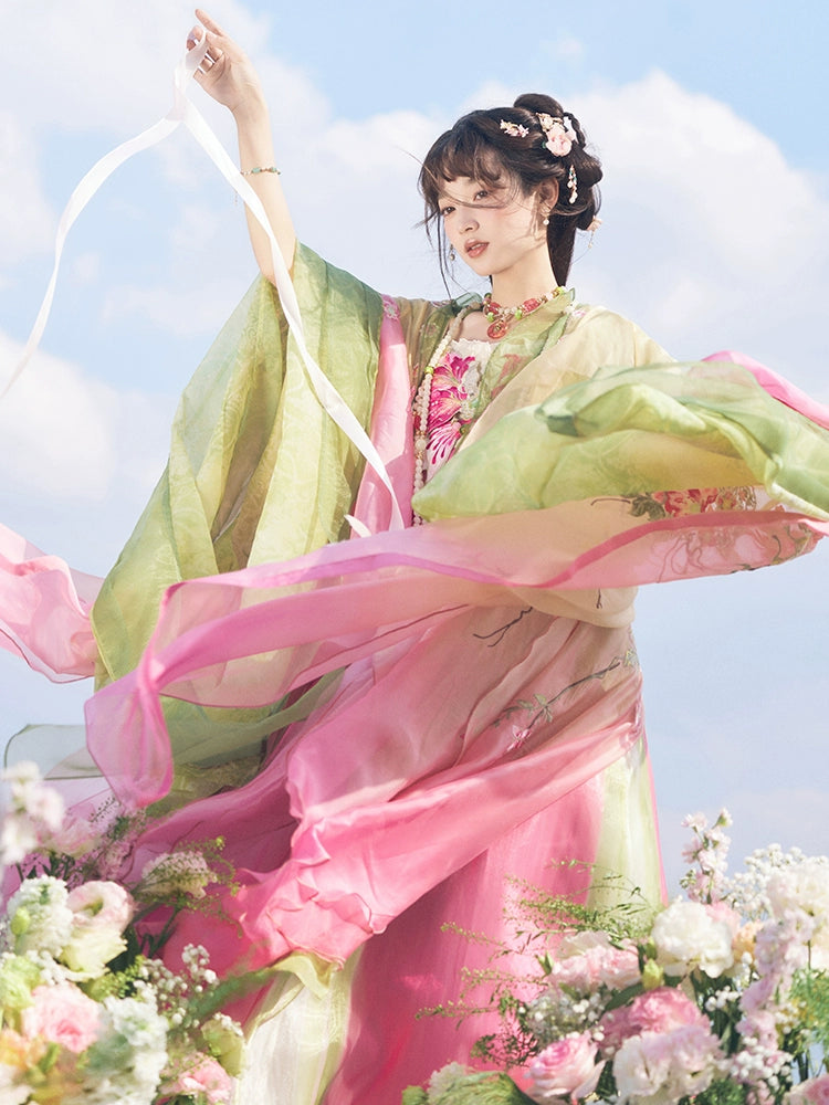 More than thirteen [peach blossom long tassel] large-sleeved shirt suspender skirt Tang Hanfu tang HanFuDreams