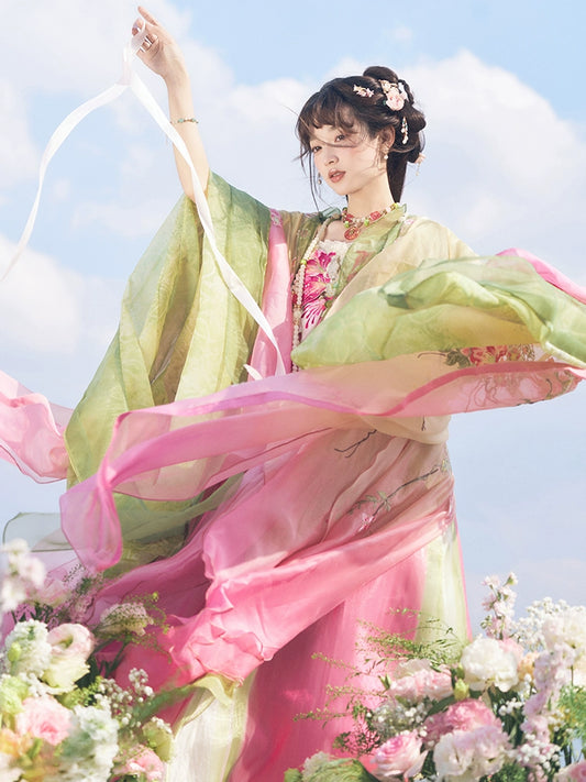 More than thirteen [peach blossom long tassel] large-sleeved shirt suspender skirt Tang Hanfu tang HanFuDreams