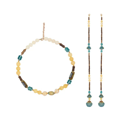 Wide-Sleeved Embroidered Paneled Skirt han More than thirteen Necklace + pendant (pair) S