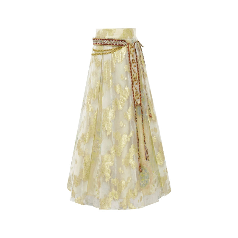 More than thirteen [flowing golden strands] cardigan suspender skirt ethnic style suit modern HanFuDreams Half skirt (including belt) is in stock. S