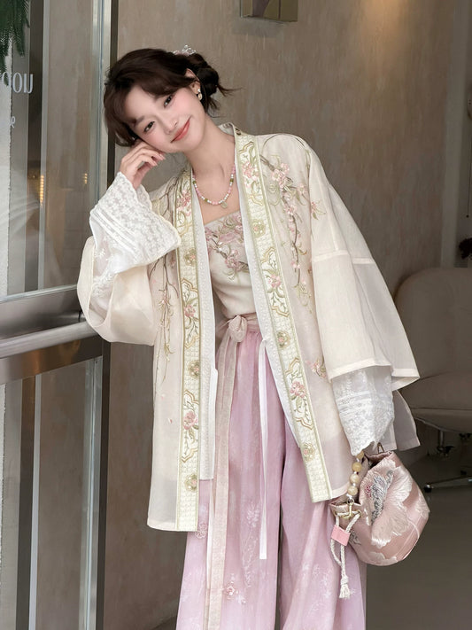 Xinghuayue Duijin Hanfu Set—Embroidered Jacket & Gradient Song Pants HanFuDreams