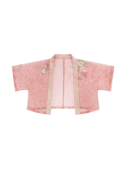 [Blossom] Floral Embroidery Hanfu Dress Set tang Shisanyu half arm coat XS
