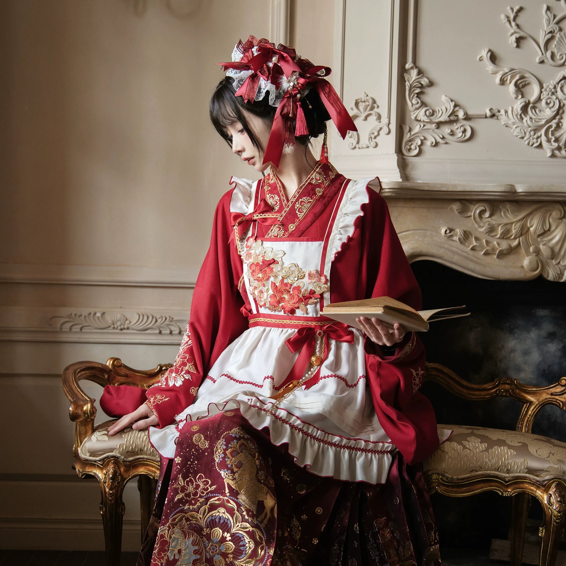 Flower Fairy Story [Gilt Pony] Pipa Sleeve Horse Dress Han-Yang Eclectic Set han HanFuDreams White skirt S