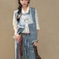 July Eve [Huayang] Lace White Shirt Jacquard Denim Vest Ripped Jeans modern HanFuDreams