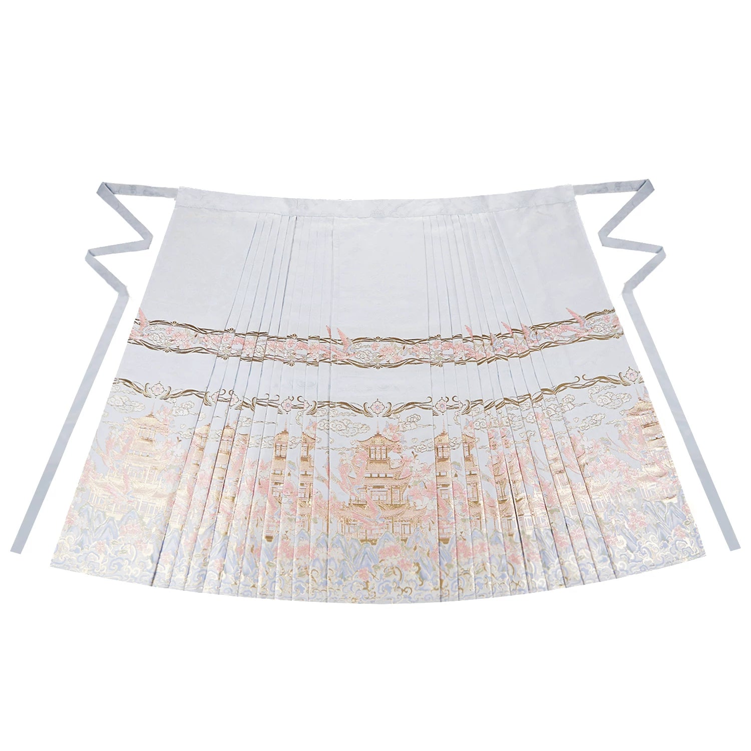 Flower Fairy Story [Yan Yunting] Pipa Sleeve Weaving Gold Horse Dress Set Ming ming HanFuDreams [Yan Yunting] Horse dress blue S