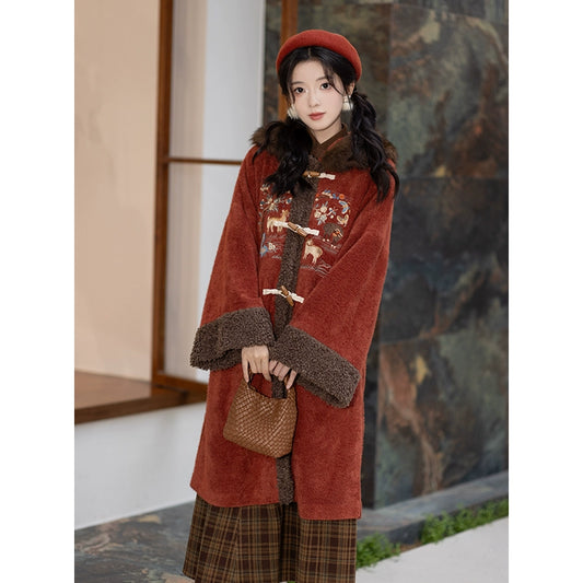 Chi Xia [Red Clay Small Stove] Han Element Coat Six Broken Skirt