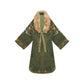 Faux Fur Straight Collar Robe Coat – 3D Embroidered Women's Outerwear han More than thirteen Straight collar robe + removable fur collar S