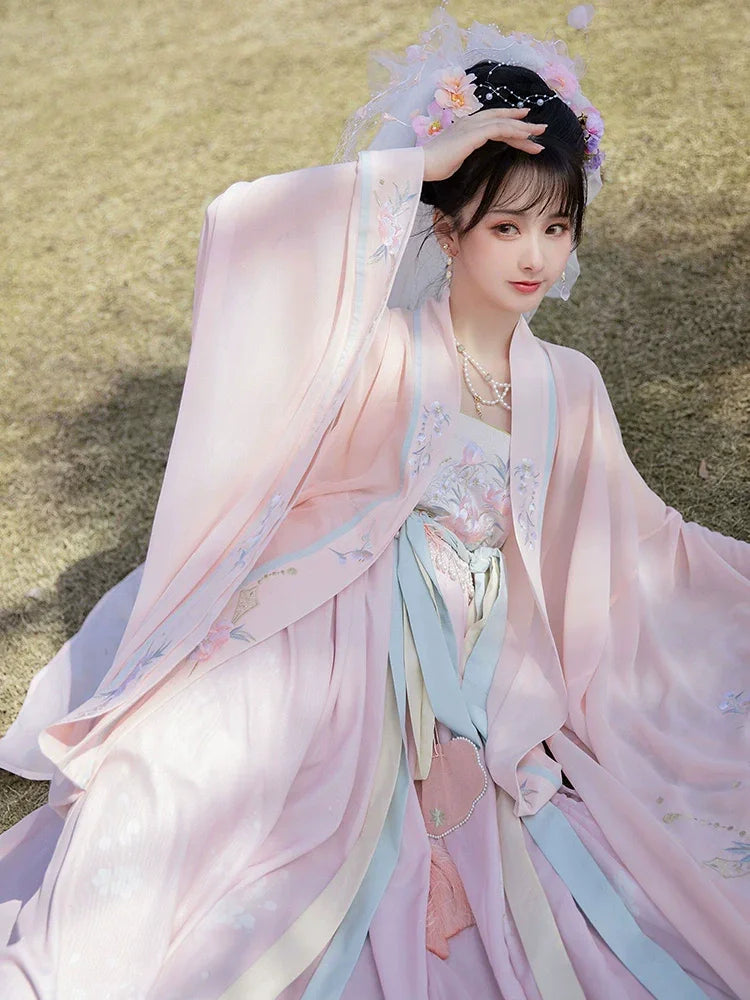 Intricate Embroidered Tang Dynasty Style Long Sleeve Hanfu Dress tang HanDreams Fashion