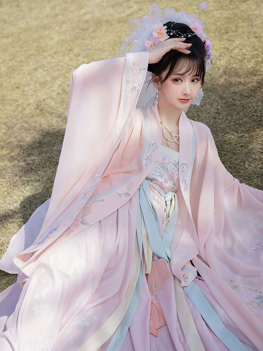 Intricate Embroidered Tang Dynasty Style Long Sleeve Hanfu Dress