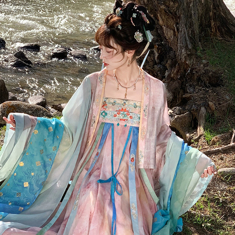 More than thirteen [Yumen Yunni] spring and summer suspender skirt Hanfu han HanFuDreams three-piece set S