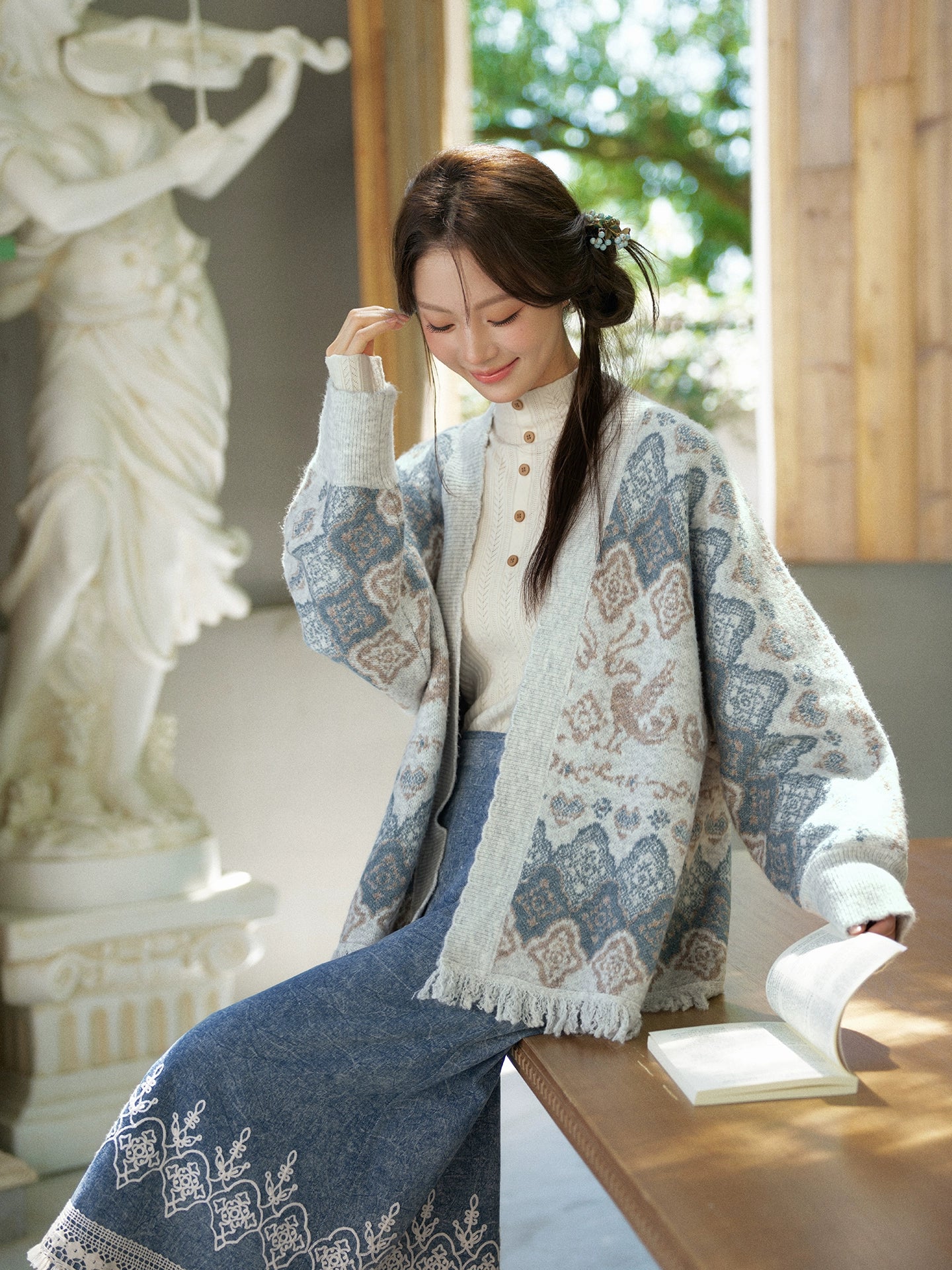 More than thirteen [Qiujiang practice] Lazy wind temperament knitted cardigan jacket sweater modern HanFuDreams