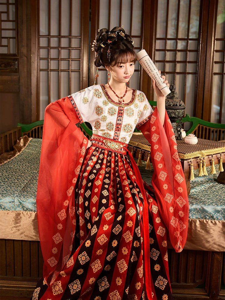 More than thirteen [pearl flame] flat-necked broken skirt Hanfu han HanFuDreams