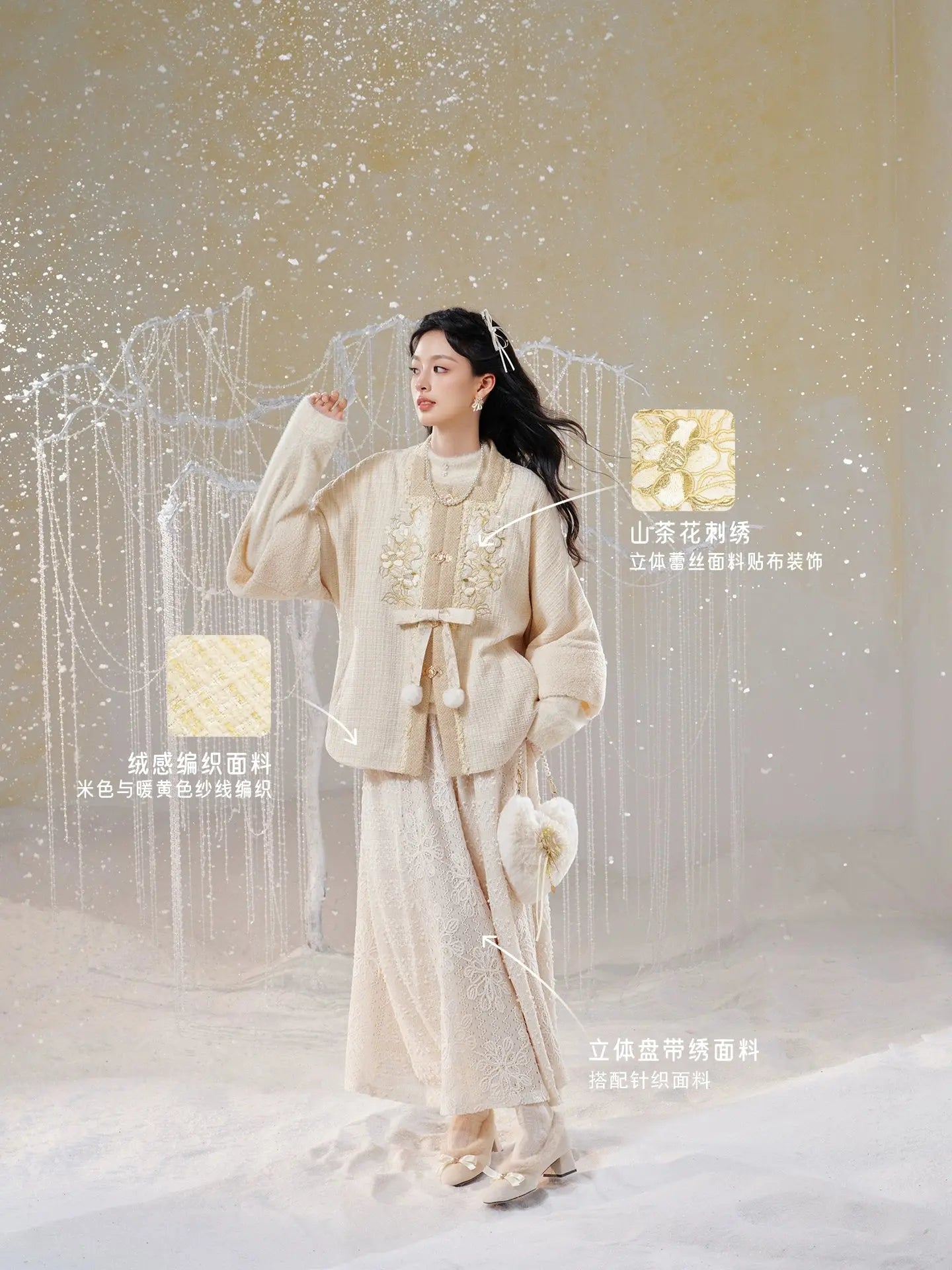 July Eve [Yuming Nuannuan] Fleece square collar jacket showing thin Song pants song HanFuDreams