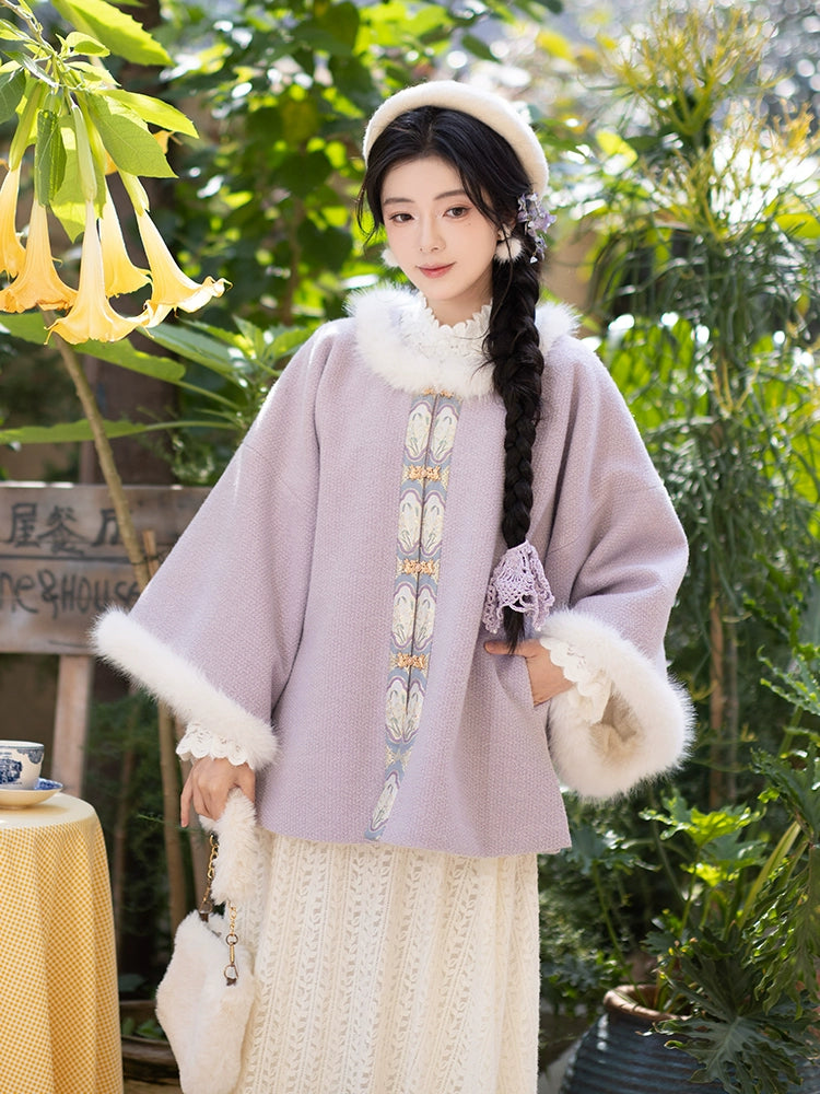 Chi Xia [Narcissus Dream Shadow] Zhaojun Jacket Fleece Crew Neck Short Jacket Ming ming HanFuDreams