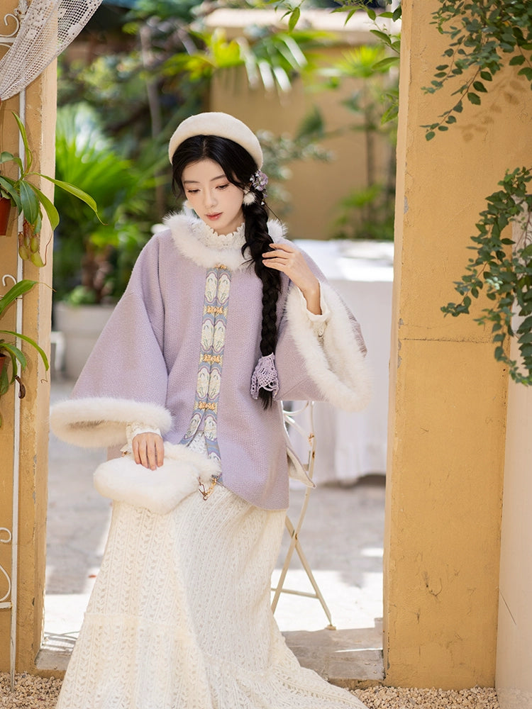 Chi Xia [Narcissus Dream Shadow] Zhaojun Jacket Fleece Crew Neck Short Jacket Ming ming HanFuDreams