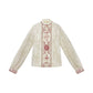 More than thirteen [Chi Yan] embroidered straight neck placket jacket imitation flocked shirt