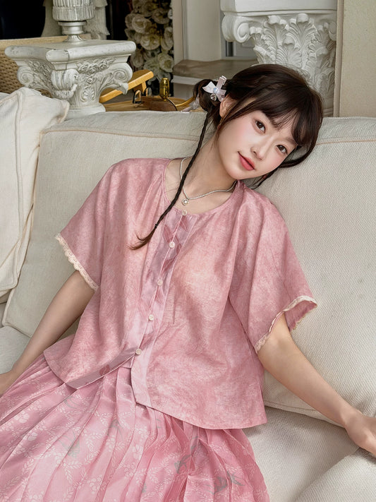 More than thirteen [Spring Whisper] Modern Pink Hanfu 3-Piece Set modern HanFuDreams