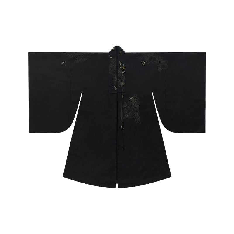 More than thirteen [Qianshan Qilin] black gold embroidered cape pants modern HanFuDreams Cloak (with accessories) S