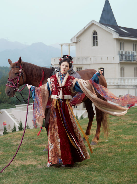 More than thirteen [Qingyang Xinghui] vest bronzing cardigan broken skirt printing silk