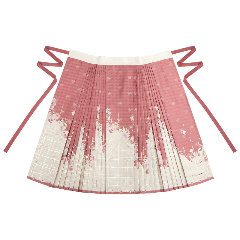 More than thirteen [flower wall lantern fair] square collar cardigan horse face skirt Ming ming HanFuDreams Horse skirt (trapezoidal pleats 4 spot 5 meters pendulum) XS